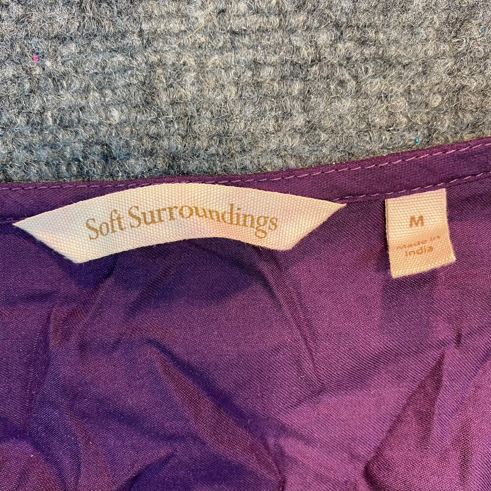 Soft Surroundings Idaira Women Medium Purple Flowy Tunic Embroidered Top Blouse - Picture 6 of 9